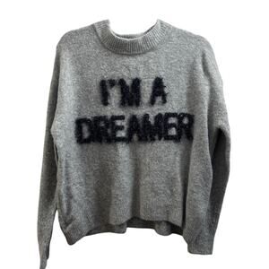 H&M Gray I'm A Dreamer Fuzzy Wool Blend Sweater
